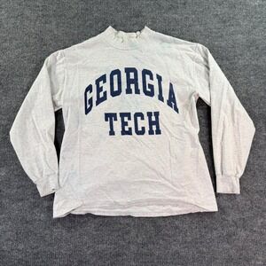 Vintage Georgia Tech T-Shirt Mens Large Gray Long Sleeve Mock Neck Soffe Choice